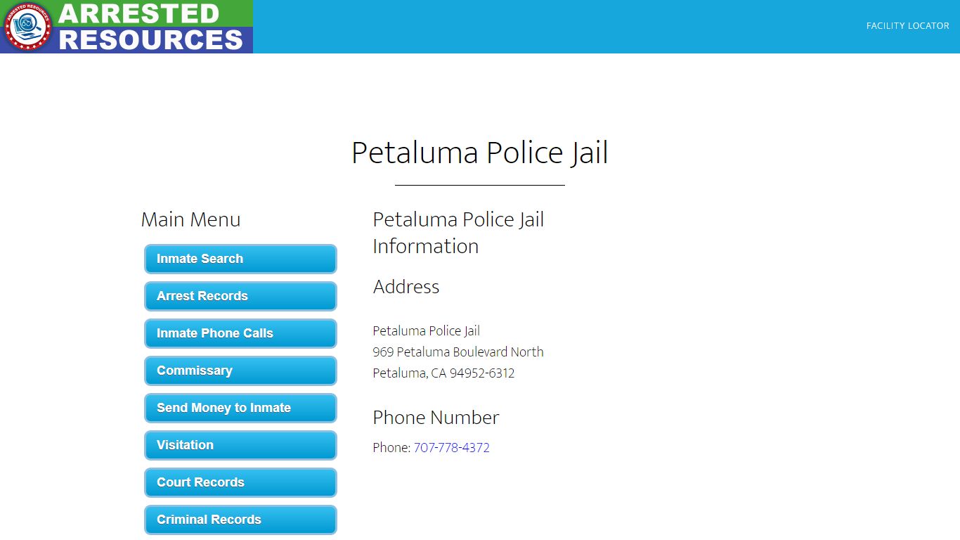 Petaluma Police Jail - Inmate Search - Petaluma, CA - Arrested Resources